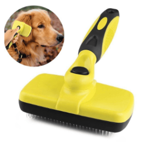 Pet Automatic Retractable Comb (Color: Yellow)